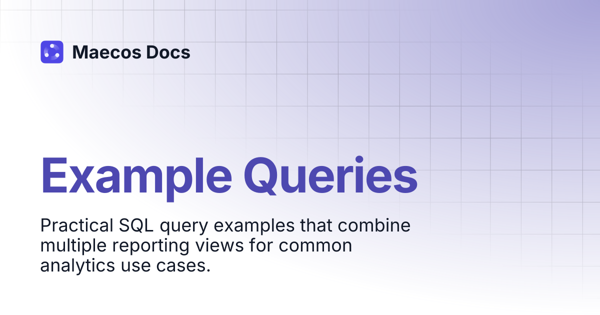 Example Queries | Developer & Integration Hub | Maecos Docs