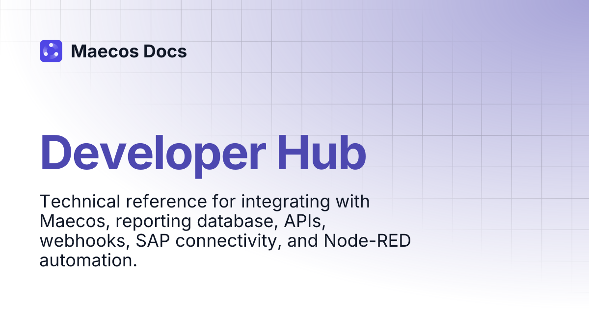 Developer Hub | Developer & Integration Hub | Maecos Docs