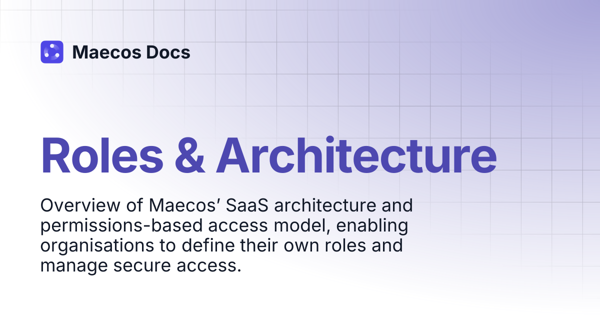 Roles & Architecture | Maecos Docs
